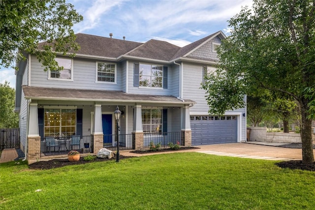 6305 Carrington Dr, Austin, TX 78749 - craftsman inspired home featuring covered porch, an attached garage, driveway, and roof with shingles