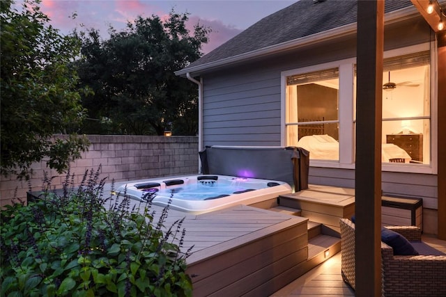 6305 Carrington Dr, Austin, TX 78749 - wooden terrace featuring a hot tub