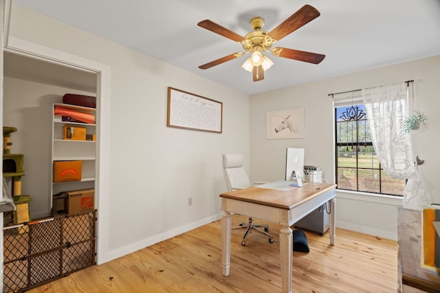3434 Prairie Lea Rd, Kingsbury, TX 78638 - office featuring wood finished floors and a ceiling fan