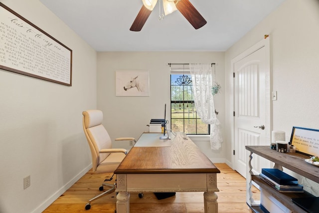3434 Prairie Lea Rd, Kingsbury, TX 78638 - office featuring ceiling fan and light wood finished floors