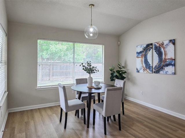 9403 Tea Rose Trl, Austin, TX 78748 - dining room with wood finished floors, lofted ceiling, and baseboards
