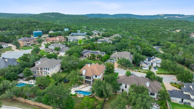 7609 Lazy River Cv, Austin, TX 78730 - aerial view of property and surrounding area featuring nearby suburban area, mountains, and a heavily wooded area