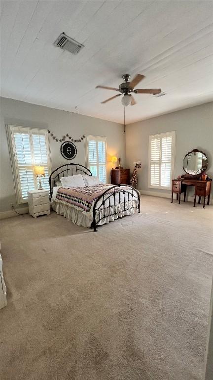636 Franklin St S, La Grange, TX 78945 - carpeted bedroom featuring multiple windows and a ceiling fan