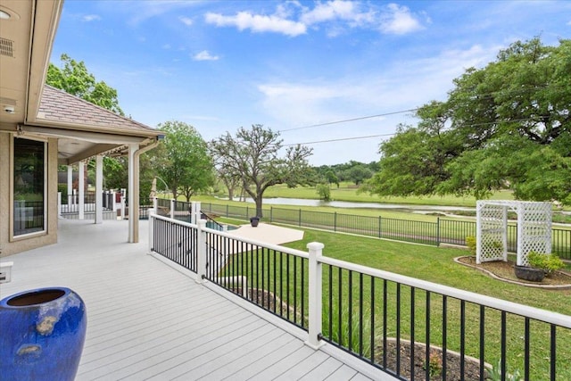 1111 Mill Creek Dr, Salado, TX 76571 - wooden deck with a water view and a fenced backyard