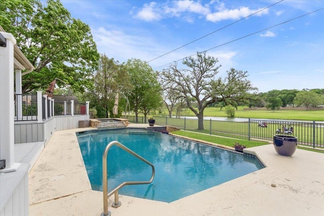 1111 Mill Creek Dr, Salado, TX 76571 - view of pool with a water view, a pool with connected hot tub, and a patio