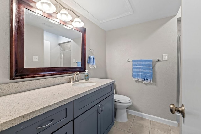 806 W 24th St Unit 302, Austin, TX 78705 - full bathroom featuring vanity, tile patterned flooring, toilet, baseboards, and a shower