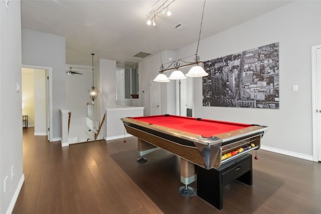 3836 NE Newland Ct, Round Rock, TX 78681 - playroom featuring wood finished floors, billiards table, and rail lighting