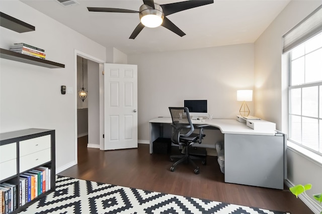3836 NE Newland Ct, Round Rock, TX 78681 - office space featuring wood finished floors and ceiling fan
