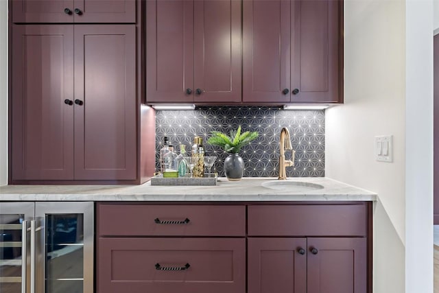 4600 Parkdale Pl Unit 1, Austin, TX 78745 - indoor wet bar with beverage cooler and backsplash