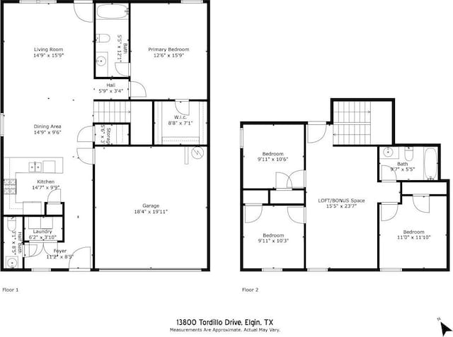 13800 Tordillo Dr, Elgin, TX 78621 - floor plan / room layout