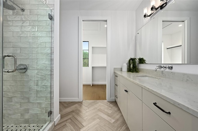 2635 Barton Hills Dr, Austin, TX 78704 - bathroom featuring a stall shower and vanity