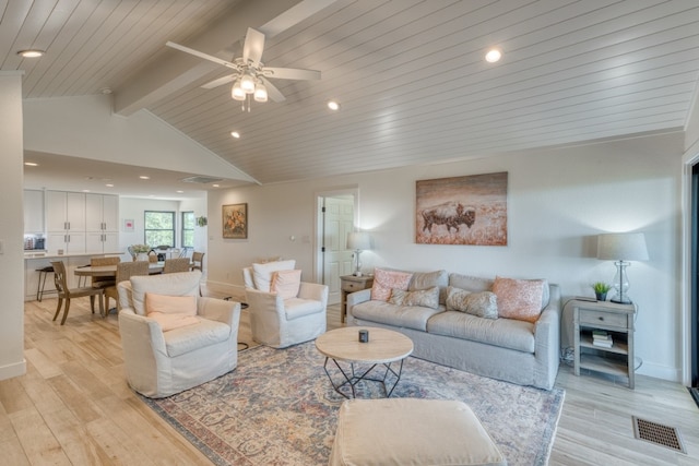 3305 Close Call, Horseshoe Bay, TX 78657 - living room with light wood-style floors, a ceiling fan, baseboards, recessed lighting, and wood ceiling