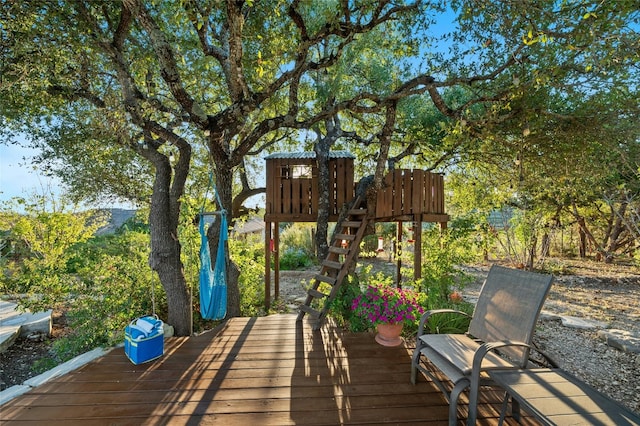 201 Greenridge Ln, Dripping Springs, TX 78620 - wooden deck featuring a playground