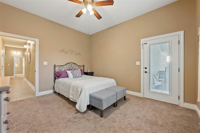 201 Greenridge Ln, Dripping Springs, TX 78620 - bedroom featuring carpet floors, baseboards, and ceiling fan
