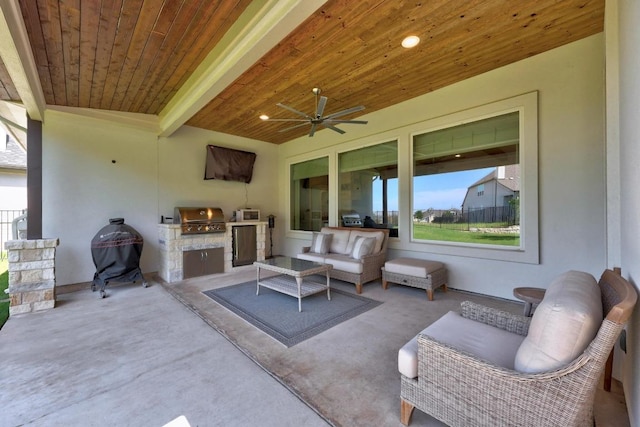 2208 Quarry Loop, Leander, TX 78641 - view of patio with area for grilling, a ceiling fan, and an outdoor hangout area