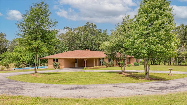 2208 US Highway 96 S, Center, TX 75935 - single story home featuring an outdoor pool, concrete driveway, a front lawn, and an attached carport