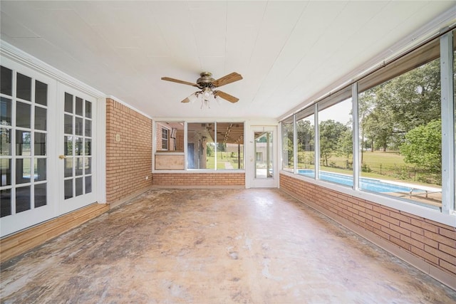 2208 US Highway 96 S, Center, TX 75935 - unfurnished sunroom featuring french doors and ceiling fan