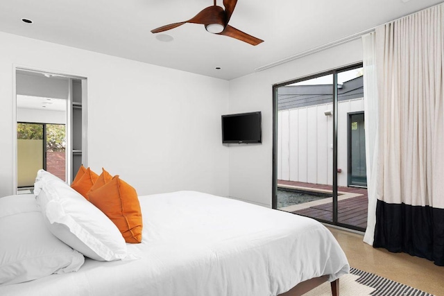 15206 General Williamson Dr, Austin, TX 78734 - bedroom with access to exterior and a ceiling fan