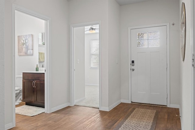 936 Vogel Dr, Georgetown, TX 78626 - foyer with wood finished floors