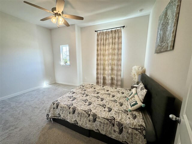 422 Billowing Way, Kyle, TX 78640 - bedroom featuring carpet, a ceiling fan, and baseboards