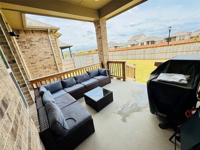 422 Billowing Way, Kyle, TX 78640 - view of patio / terrace with an outdoor hangout area and a residential view