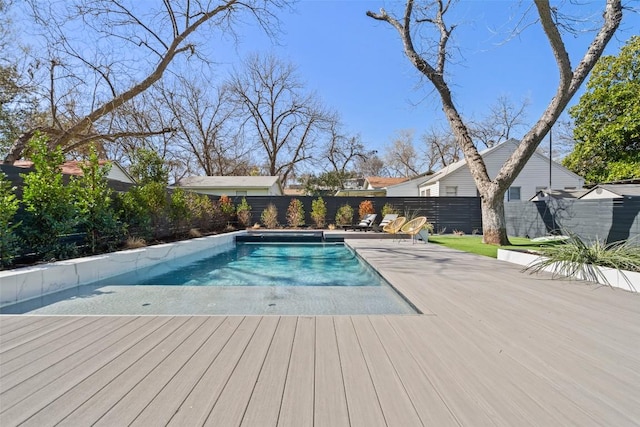 1102 Kinney Ave, Austin, TX 78704 - view of pool with a fenced backyard and a wooden deck