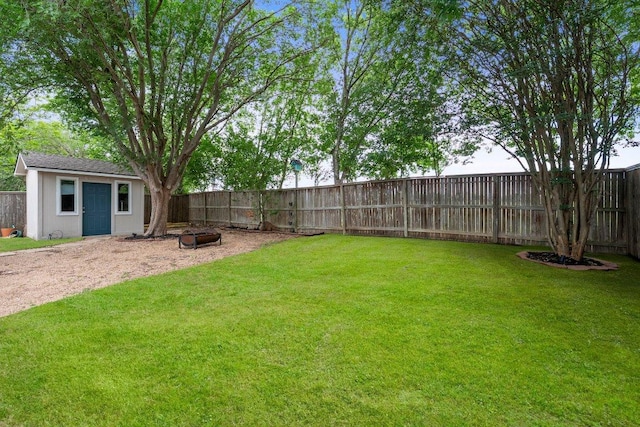 11220 Amaranth Ln, Austin, TX 78754 - view of yard featuring an outbuilding and a fire pit