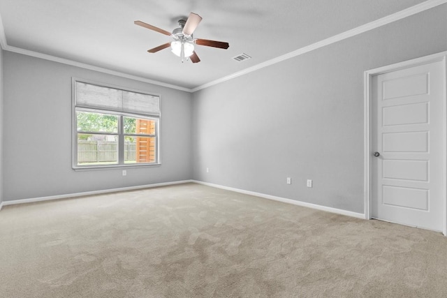 1913 Gabrielles Way, Manchaca, TX 78652 - carpeted empty room featuring ornamental molding, a ceiling fan, and baseboards