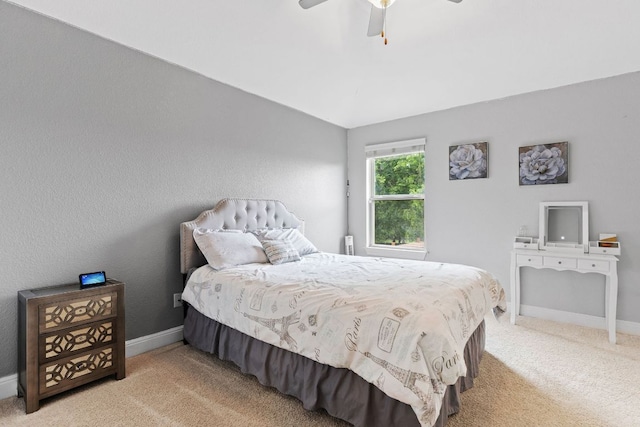 2337 Centennial Loop, Round Rock, TX 78665 - carpeted bedroom featuring baseboards, ceiling fan, and lofted ceiling