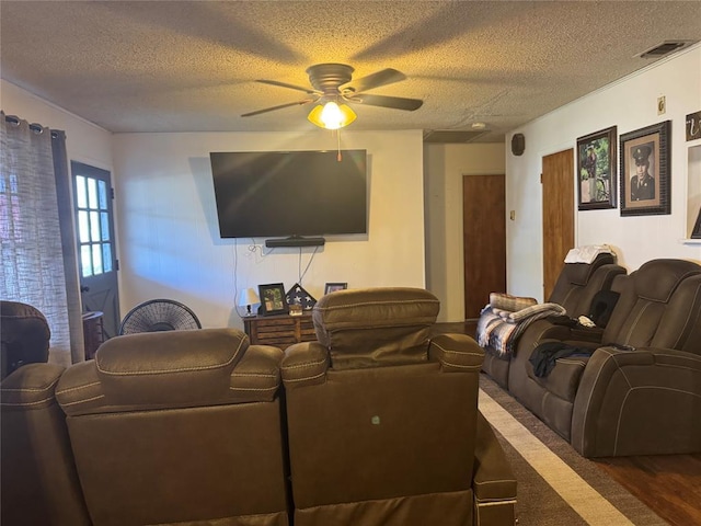 137 N Kowald Ln, New Braunfels, TX 78130 - living area with ceiling fan and a textured ceiling