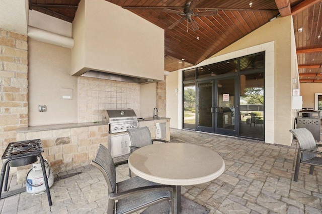 3113 Capra Cv, Round Rock, TX 78665 - view of patio with a ceiling fan, french doors, outdoor dining area, and a sink