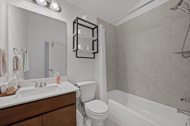 311 Spiny Lizard Ln, San Marcos, TX 78666 - bathroom with shower / bathtub combination with curtain, vanity, and toilet