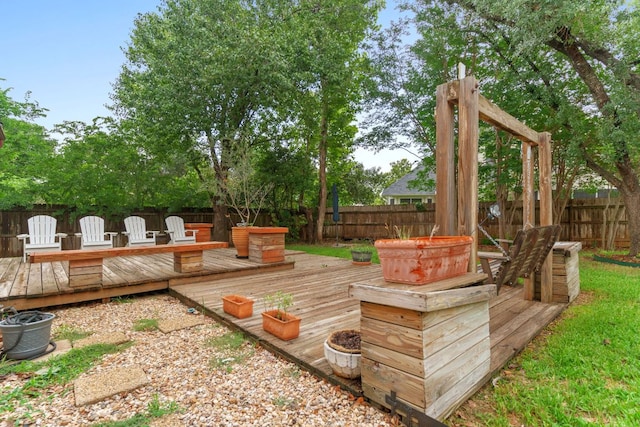 16803 Black Kettle Dr, Leander, TX 78641 - wooden terrace featuring a fenced backyard
