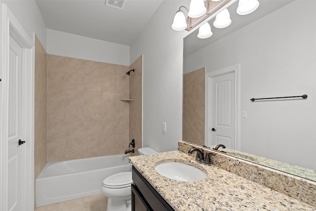8508 Lookout Cliff Pass, Austin, TX 78737 - full bathroom with toilet, vanity, tub / shower combination, and tile patterned flooring