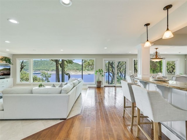 14753 Arrowhead Dr, Austin, TX 78641 - living room with recessed lighting and hardwood / wood-style floors