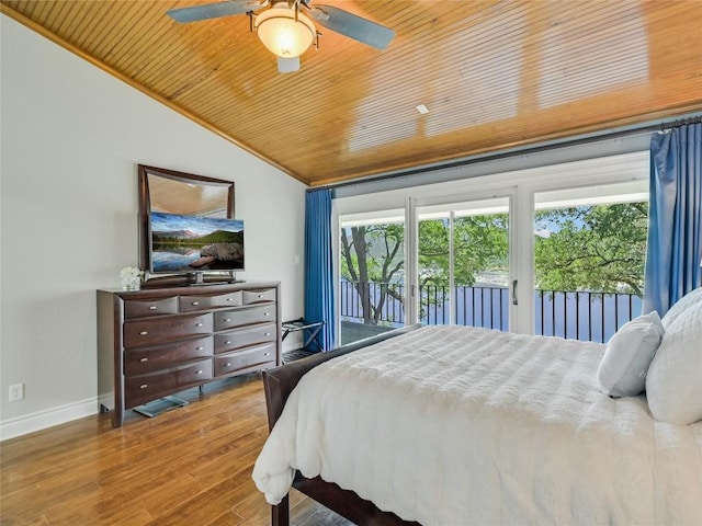 14753 Arrowhead Dr, Austin, TX 78641 - bedroom featuring lofted ceiling, access to exterior, wood ceiling, wood finished floors, and multiple windows