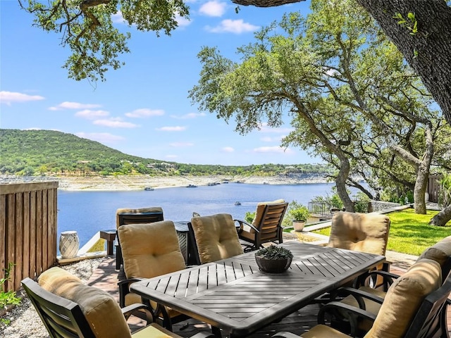 14753 Arrowhead Dr, Austin, TX 78641 - view of patio / terrace with a water view and outdoor dining area