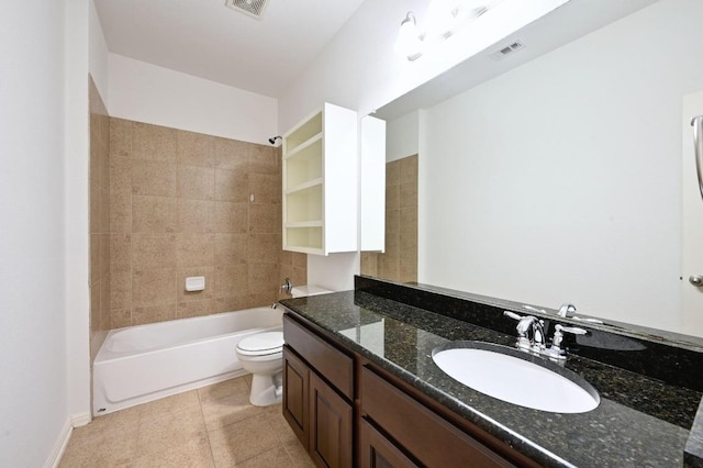 8328 Alophia Dr, Austin, TX 78739 - full bathroom featuring vanity, toilet, washtub / shower combination, and tile patterned flooring