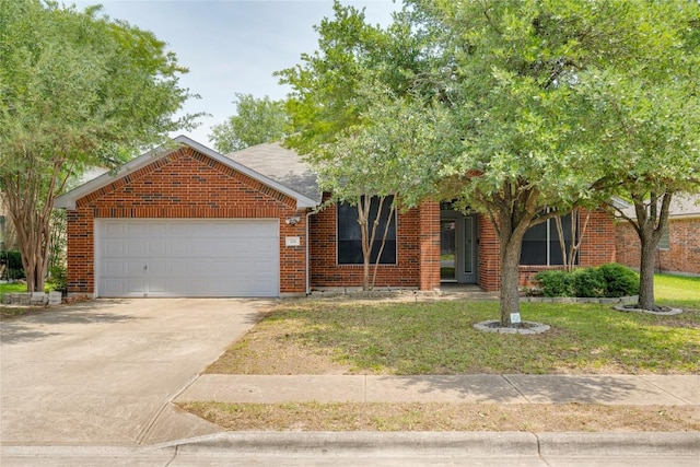 728 Stokesay Castle Path, Pflugerville, TX 78660 - obstructed view of property with a garage, brick siding, concrete driveway, and a front lawn