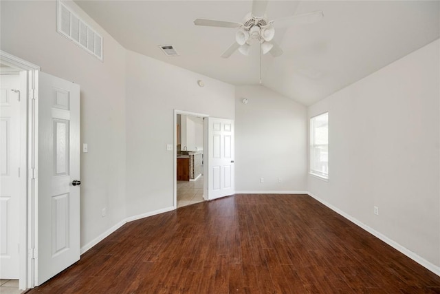 728 Stokesay Castle Path, Pflugerville, TX 78660 - unfurnished bedroom featuring wood finished floors, lofted ceiling, and a ceiling fan