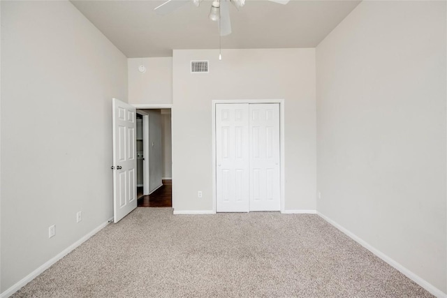 728 Stokesay Castle Path, Pflugerville, TX 78660 - unfurnished bedroom with carpet flooring, a closet, and a ceiling fan