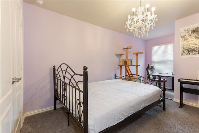 1366 Red Stag Pl, Round Rock, TX 78665 - bedroom featuring carpet flooring and a chandelier