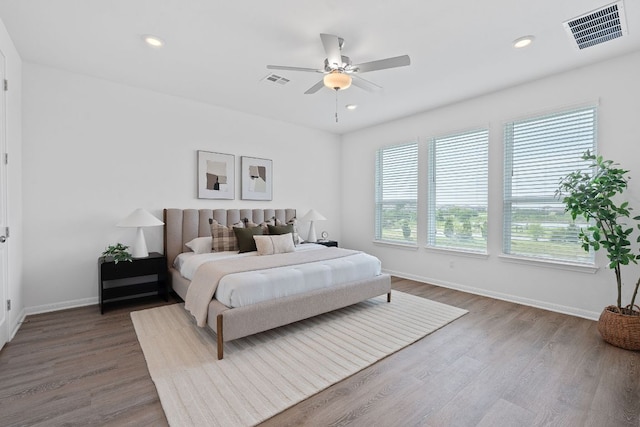 529 Leeward Pass, Leander, TX 78641 - bedroom with wood finished floors, recessed lighting, and ceiling fan