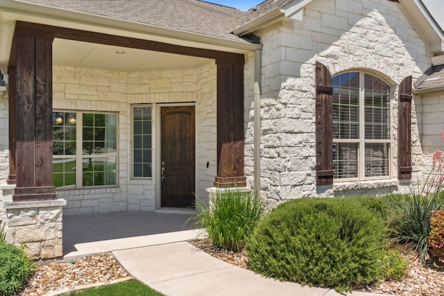609 Glacial Stream Ln, Cedar Park, TX 78613 - property entrance with stone siding and roof with shingles