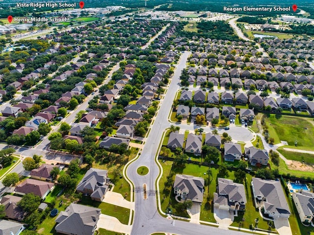 609 Glacial Stream Ln, Cedar Park, TX 78613 - aerial overview of property's location with nearby suburban area