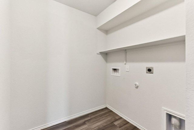 133 Nathaniel Dr, Taylor, TX 76574 - laundry area featuring gas dryer hookup, washer hookup, hookup for an electric dryer, and dark wood-style flooring
