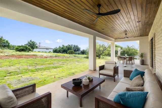 201 Custers Last Stand, Horseshoe Bay, TX 78657 - view of patio / terrace featuring an outdoor living space, ceiling fan, and outdoor dining area