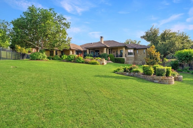 104 Porto Cima Ct, Austin, TX 78738 - back of house featuring a chimney and a tiled roof