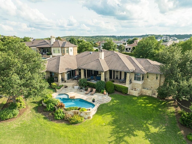 104 Porto Cima Ct, Austin, TX 78738 - aerial perspective of suburban area featuring a pool area