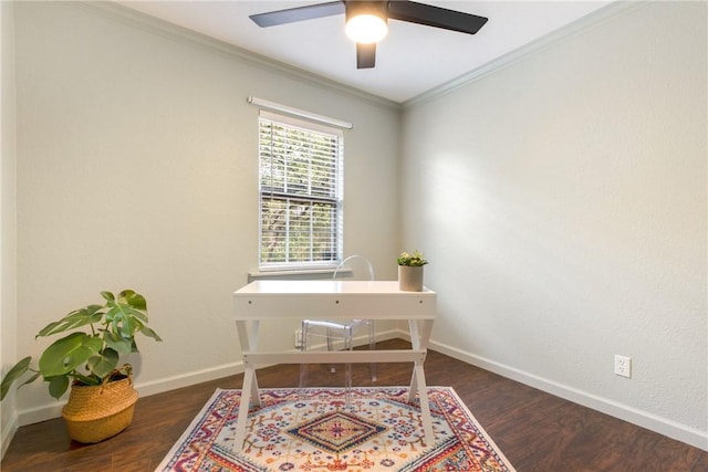 605 Orland Blvd, Austin, TX 78745 - office space with wood finished floors, ceiling fan, baseboards, and crown molding